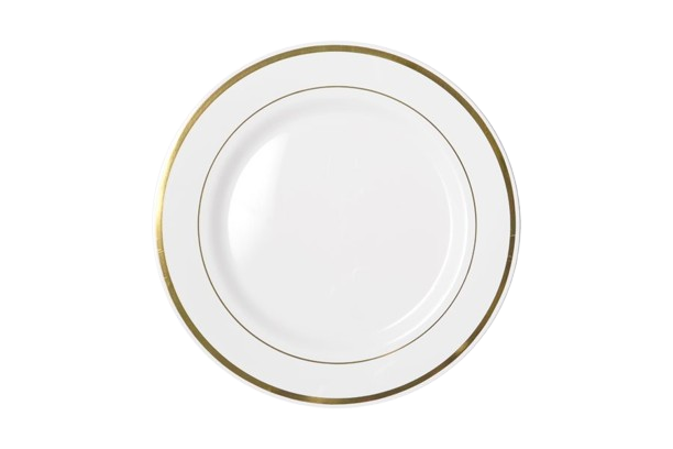 260mm Heavy Duty White Dinner Plate With Gold Lining