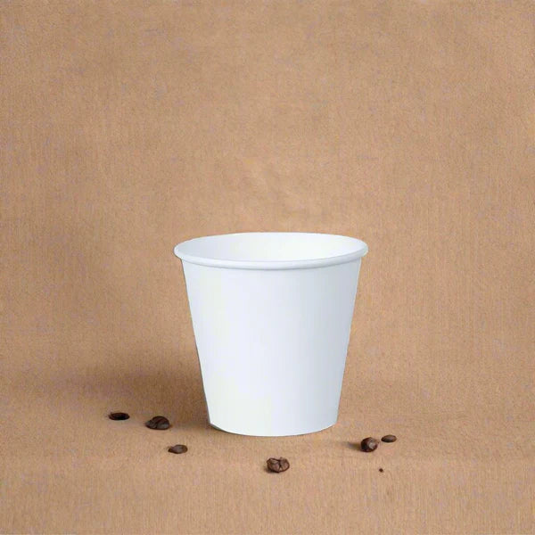 Buy Coffee Cup 8oz White Single Wall Squat Style 90mm Online in