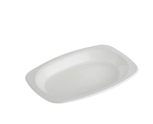Oval White Dinner Plates Heavy Duty Reusable Plastic Small Oval Plates 165x23 Carton of 500 50 Plates per Pack Packware