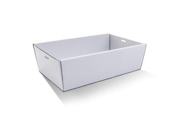 White Catering Tray Medium 380X275X80 mm WITH Clear Lids