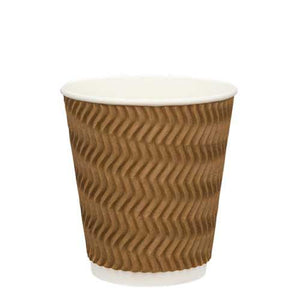 Ripple Wall Coffee Cups-Brown-12oz/355ml - Packware