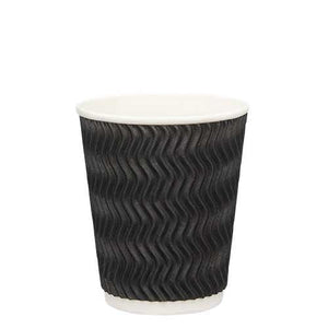 Ripple Wall Coffee Cups-Black-8oz/237ml - Packware