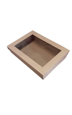 Catering Tray -Medium- Brown/Craft 380X275X80mm With Kraft Lid included - Packware
