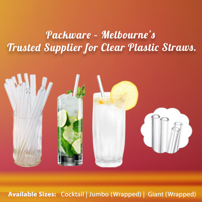 Best Plastic Straws Supplier Melbourne | Clear Plastic Straws Supplier Melbourne | Plastic Straws Bulk | Premium Clear Plastic Straws | Packware