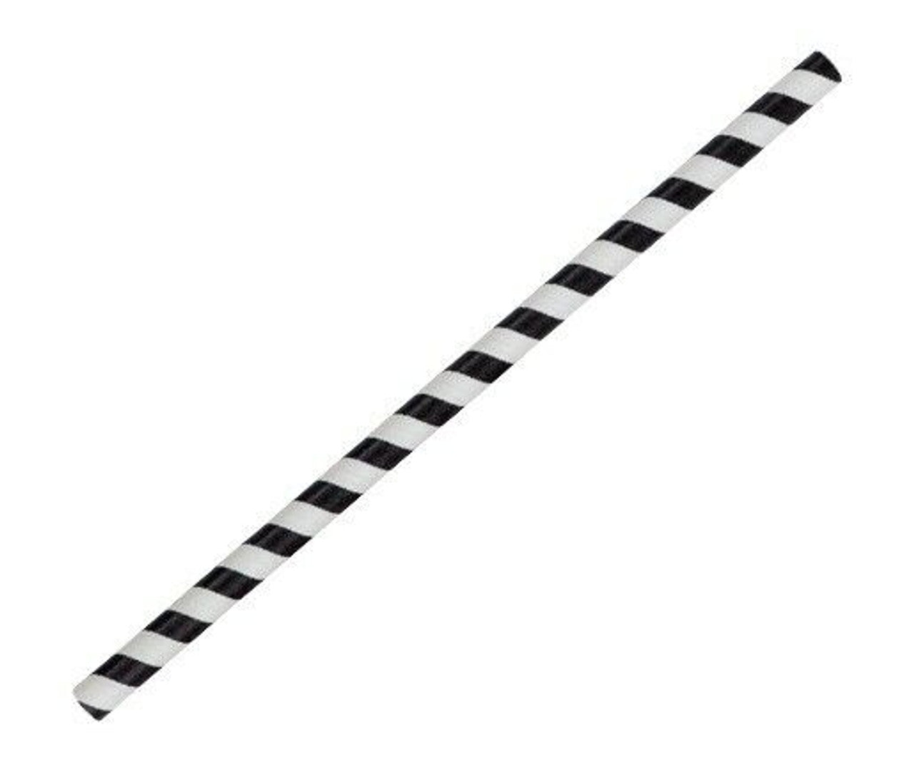 Straw (Paper) Jumbo / SUPER SMOOTHIE - BLACK & WHITE STRIPED - 240mm x 10mm Bore.