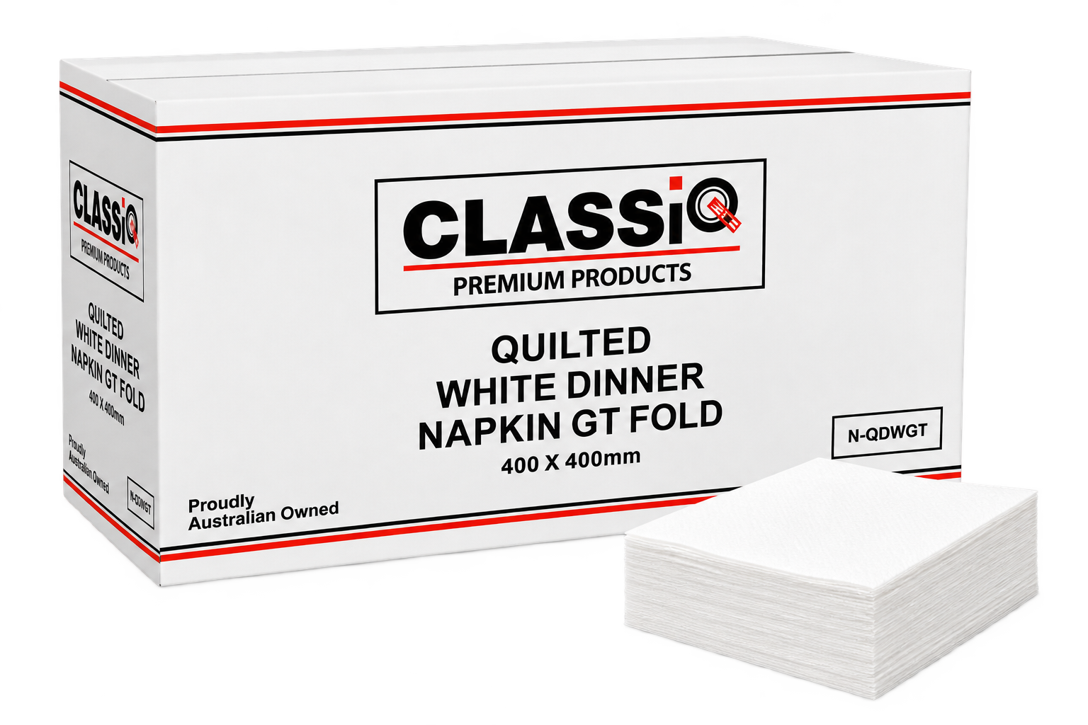 Quilted Dinner Napkin White 2Ply GT Fold