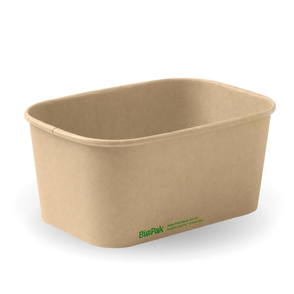1,000ml Natural Rectangle PLA Lined Paper Container - Packware