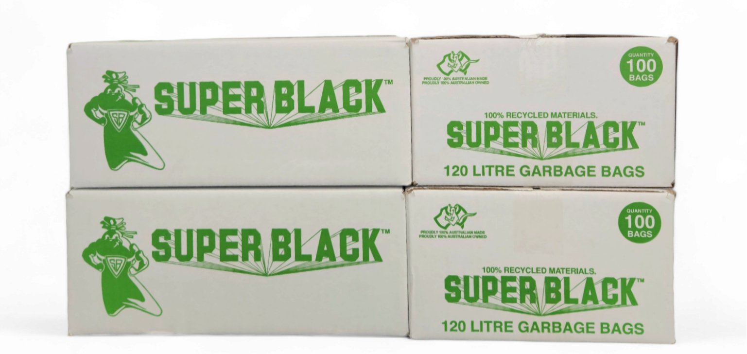 120 Litre Garbage Bags Heavy Duty Black (Box of 100 Bags) – SUPERBLACK - Packware