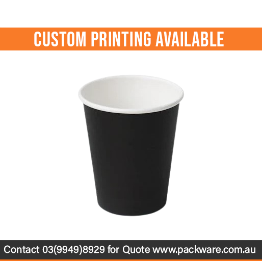 Disposable Black 12oz Hot Beverage Cups Single Wall Black - 90mm
