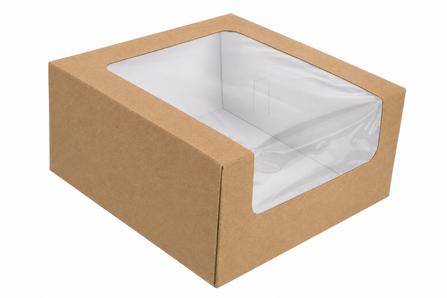 8x8x4" Cake Box With Window- Kraft | CTN50