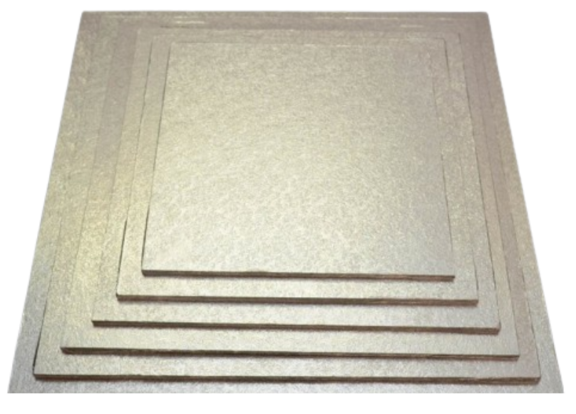14" Silver Masonite Square Cake Board
