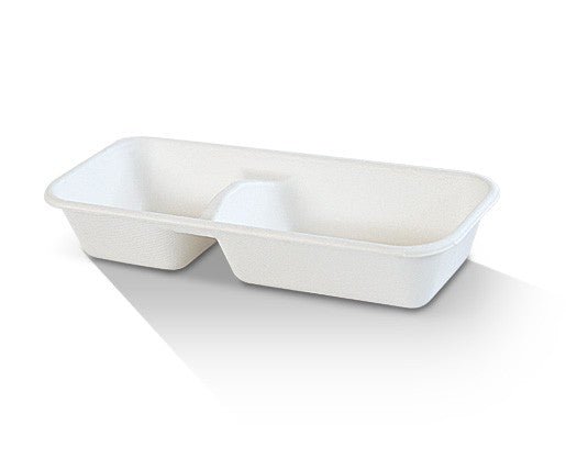 2 Compartment Sugarcane Tray 400pc/ctn - Packware