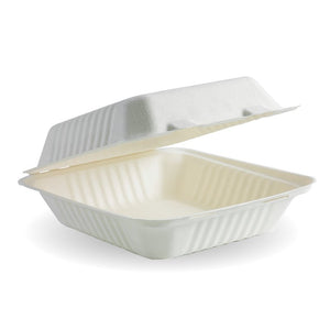 20x22x9cm / 7.8x8x3" White BioCane Clamshell - Packware