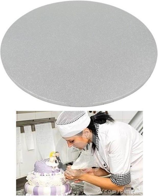 16" Masonite Round Cake Board Silver 12PK