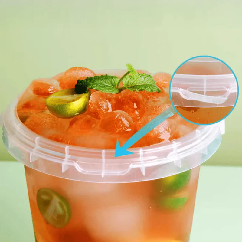 24oz/700mL Clear Fruit/Milk Tea Tamper Proof Bucket Cups - 300pcs