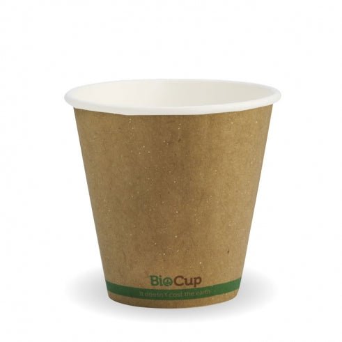295ml / 8oz (90mm) Kraft Green Stripe Double Wall BioCup - Packware