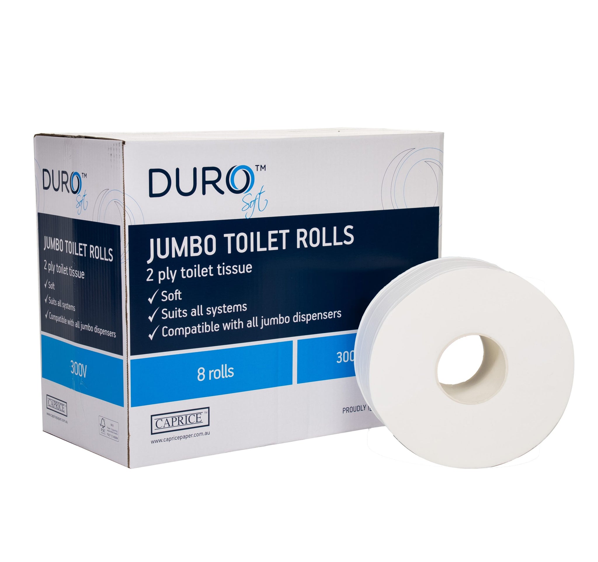 Caprice Jumbo Toilet Paper Rolls 2ply 300meter 300V