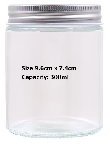 300ML Screw Top Glass Jar W/Silver Lid