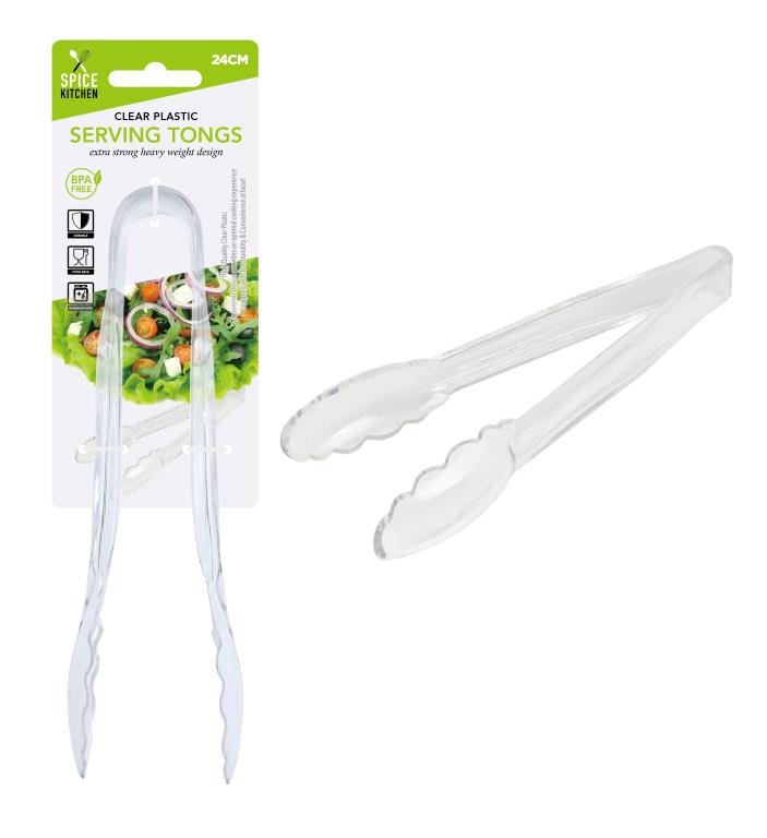 Clear Plastic Tongs Heavy Duty-24CM - 1 Unit
