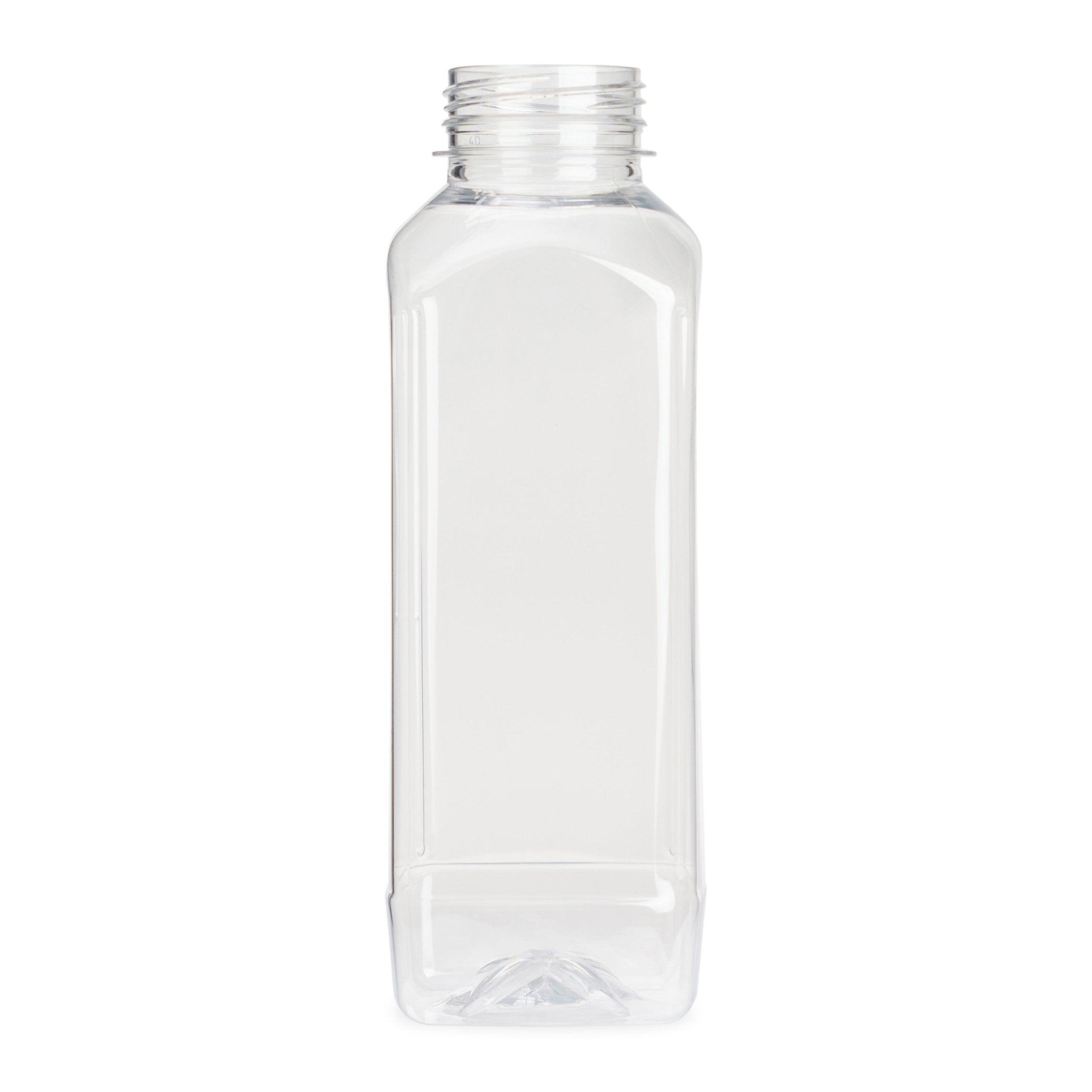 450ml Square Bottles Clear PET Plastic With Lids 38mm Tamper Evident - Packware