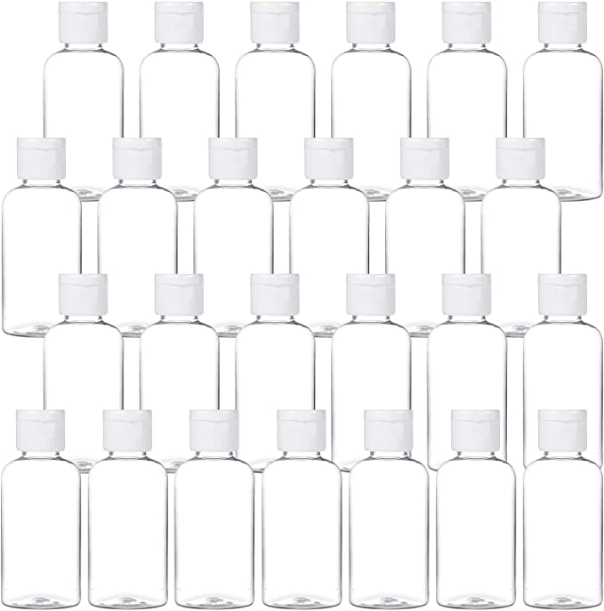 50ml Mini Bottle Plastic Clear Reusable With Lids - 50QTY - Packware