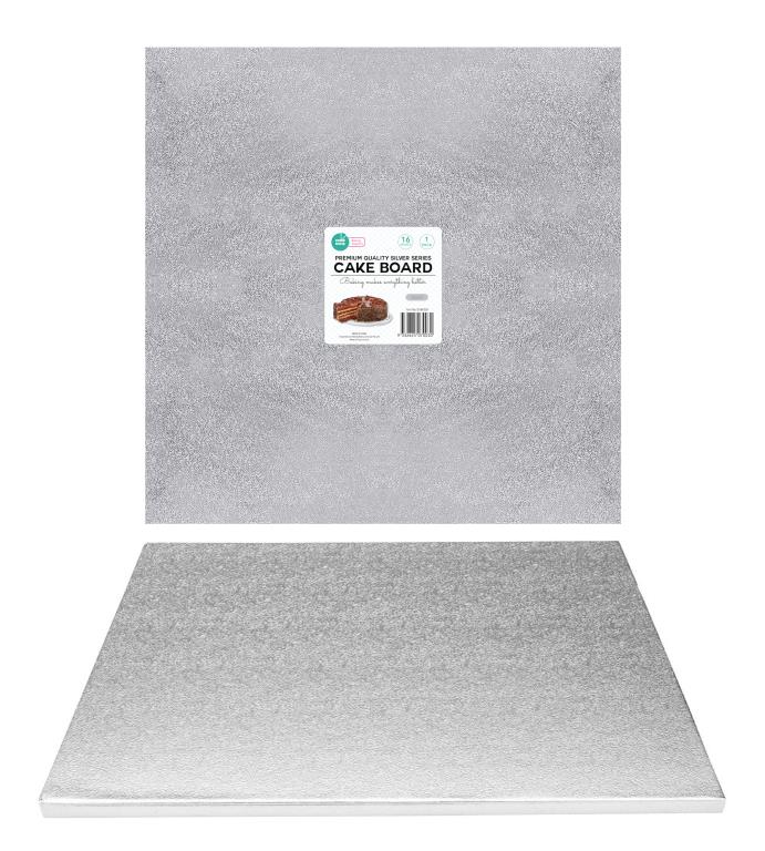 16" Masonite Square Cake Board Silver 12PK