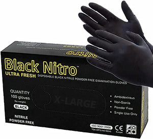 Black Nitrile Powder Free Disposable Gloves - Heavy Duty