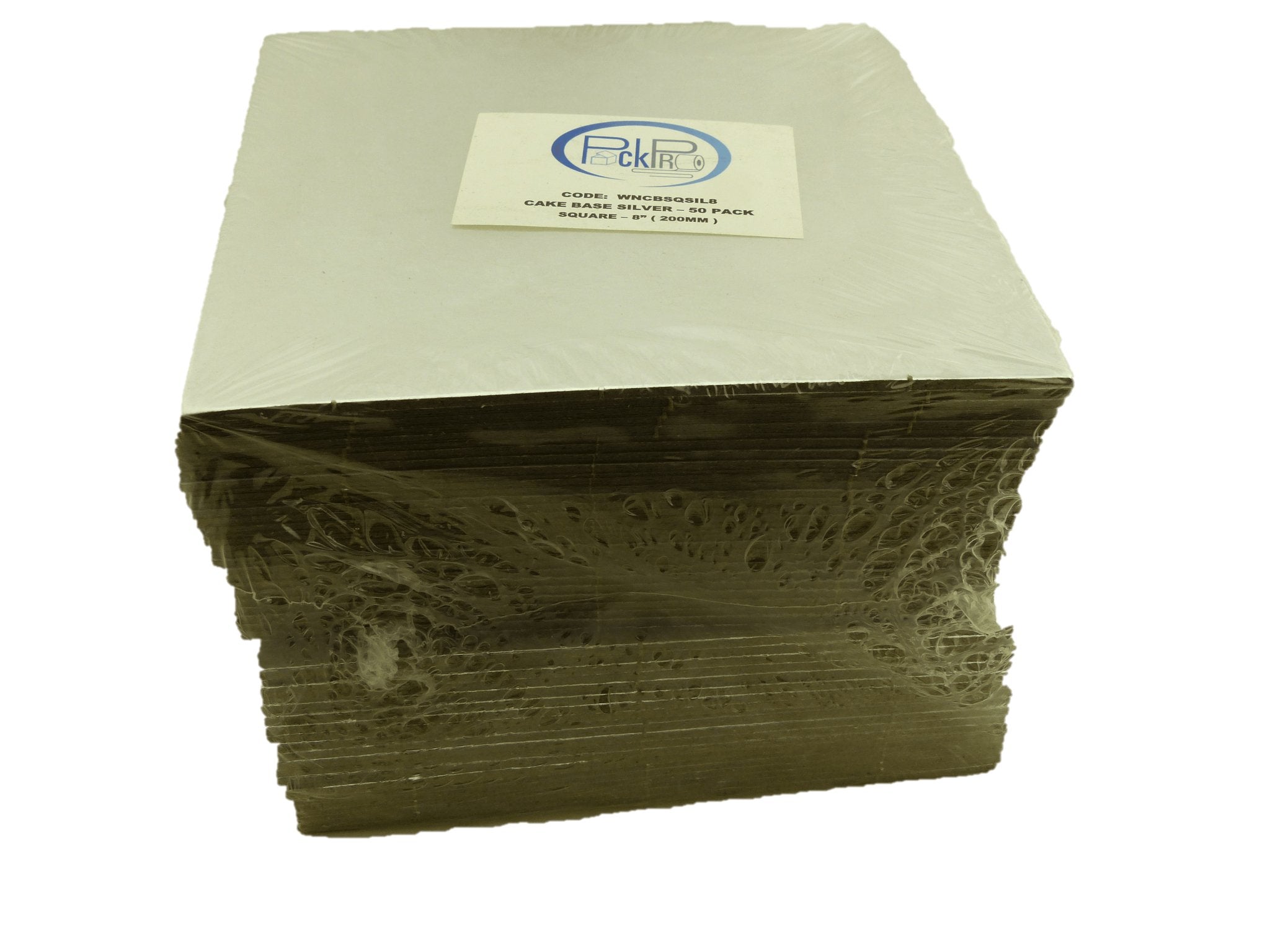 8" Square Silver Cake Board - Packware