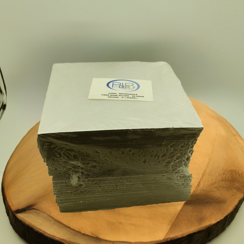 8" Square Silver Cake Board - Packware