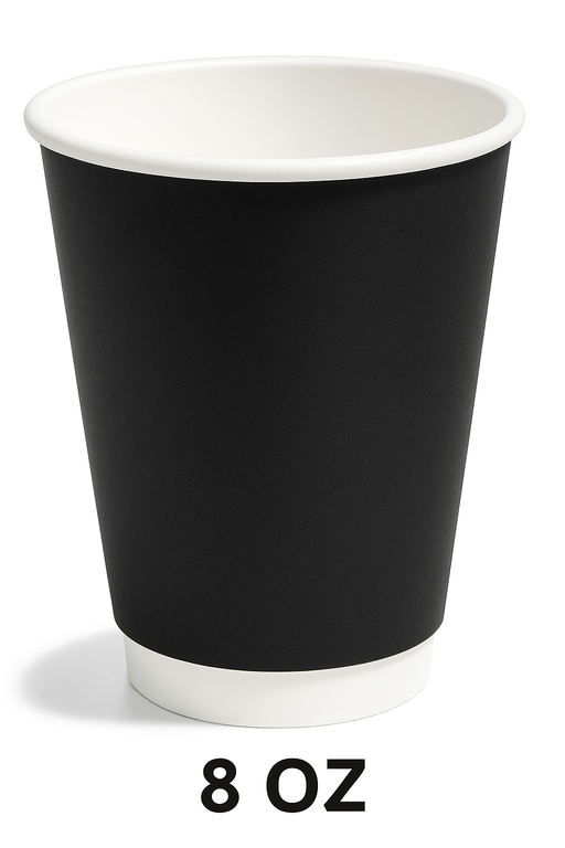 Black Double Wall Coffee Cups 8oz