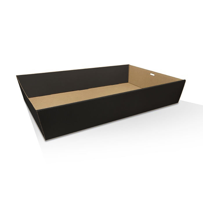 Black Corrugated Rectangle Catering Tray Medium Plus, 50pc/ctn
