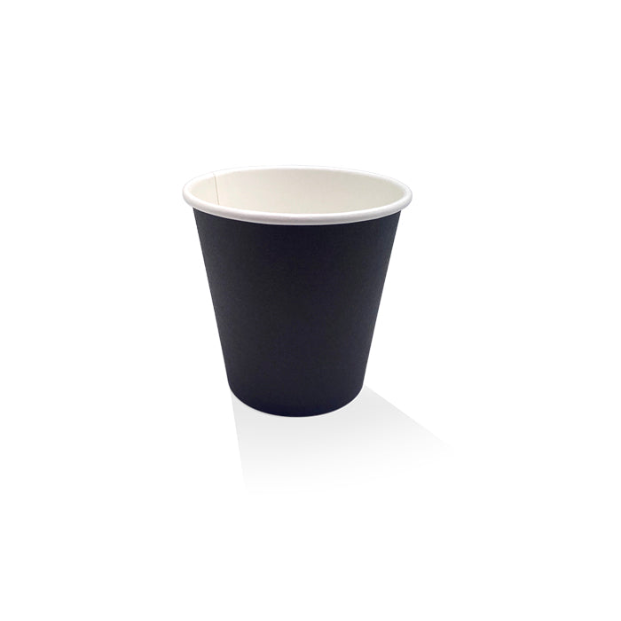 Disposable Black 8oz Hot Beverage Cups Single Wall Black 8oz -90mm