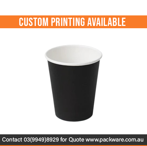 Disposable Black 8oz Hot Beverage Cups Single Wall Black 8oz -80mm