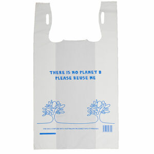 Reusable Recyclable Plastic Shopping Bags Singlet Eco Friendly Grocery Carry Bag-MEDIUM