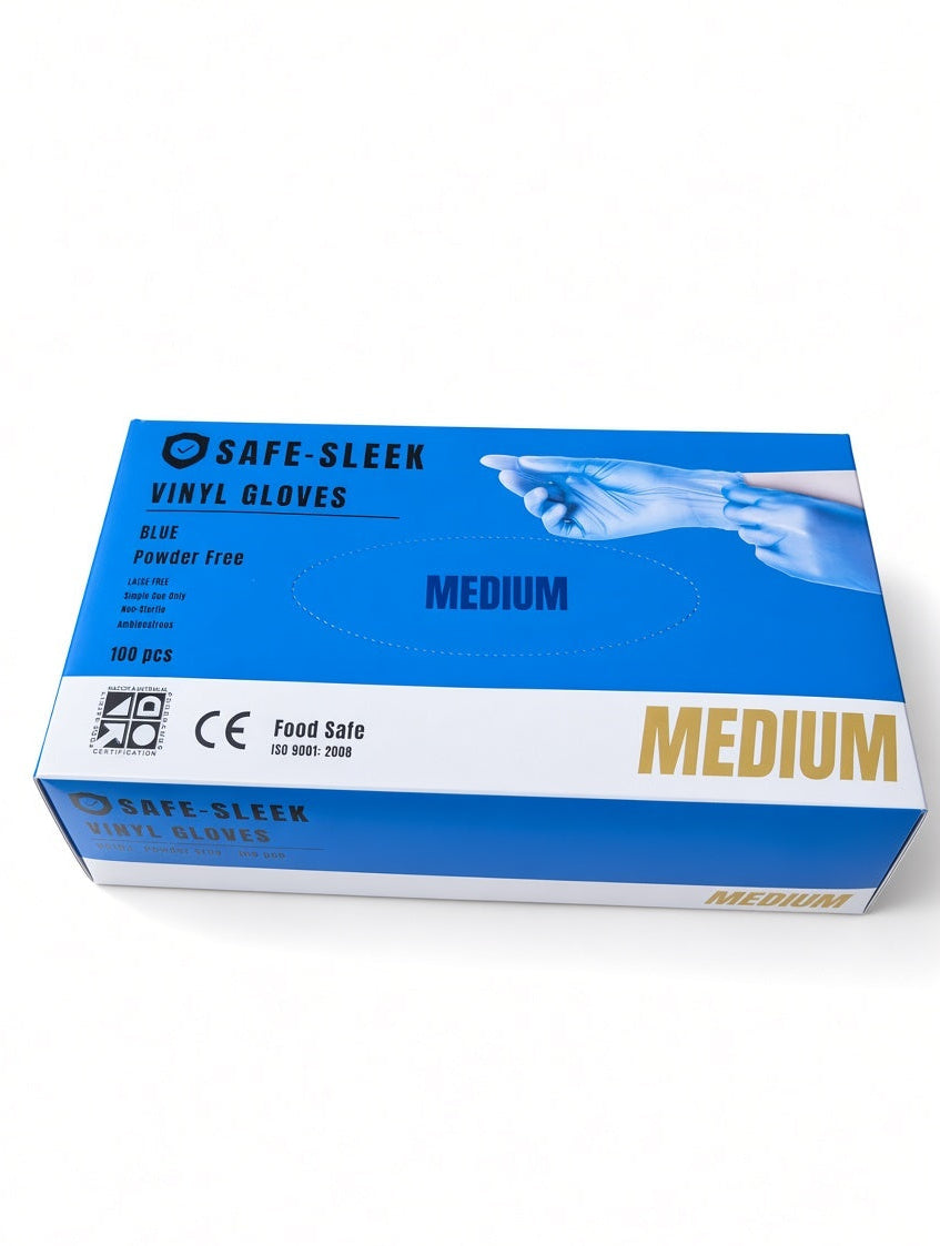Medium Vinyl Blue Powder-Free Gloves