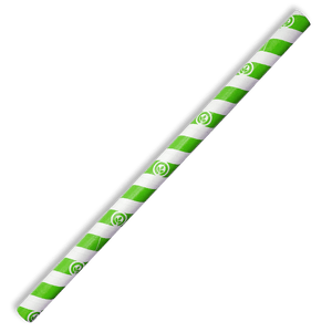 Jumbo Green Striped Paper Straws - 2500 per Carton (250 per Box)