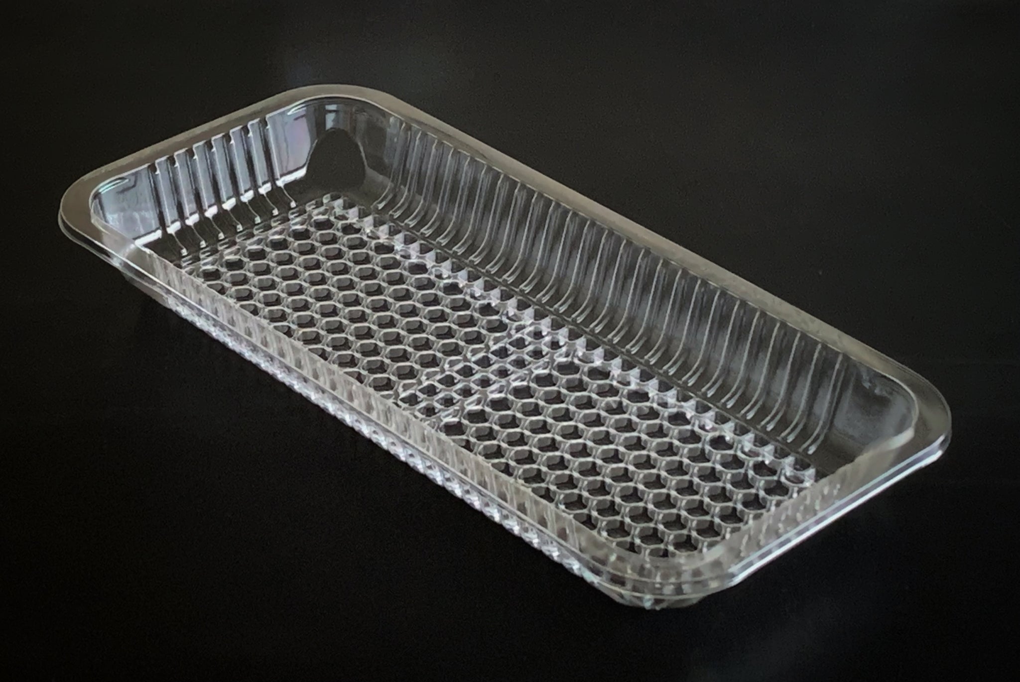 11x5x34 Open Cell Rim Rolled Meat Tray – Clear PET (80% RPET)