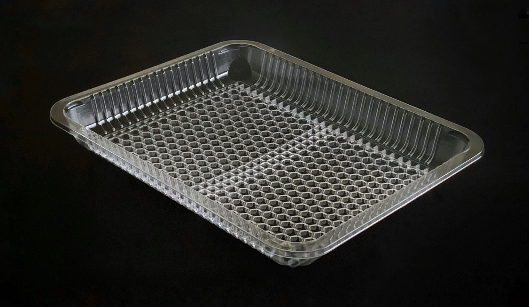 11x9x34 Open Cell Rim Rolled Meat Tray – Clear PET (80% RPET)
