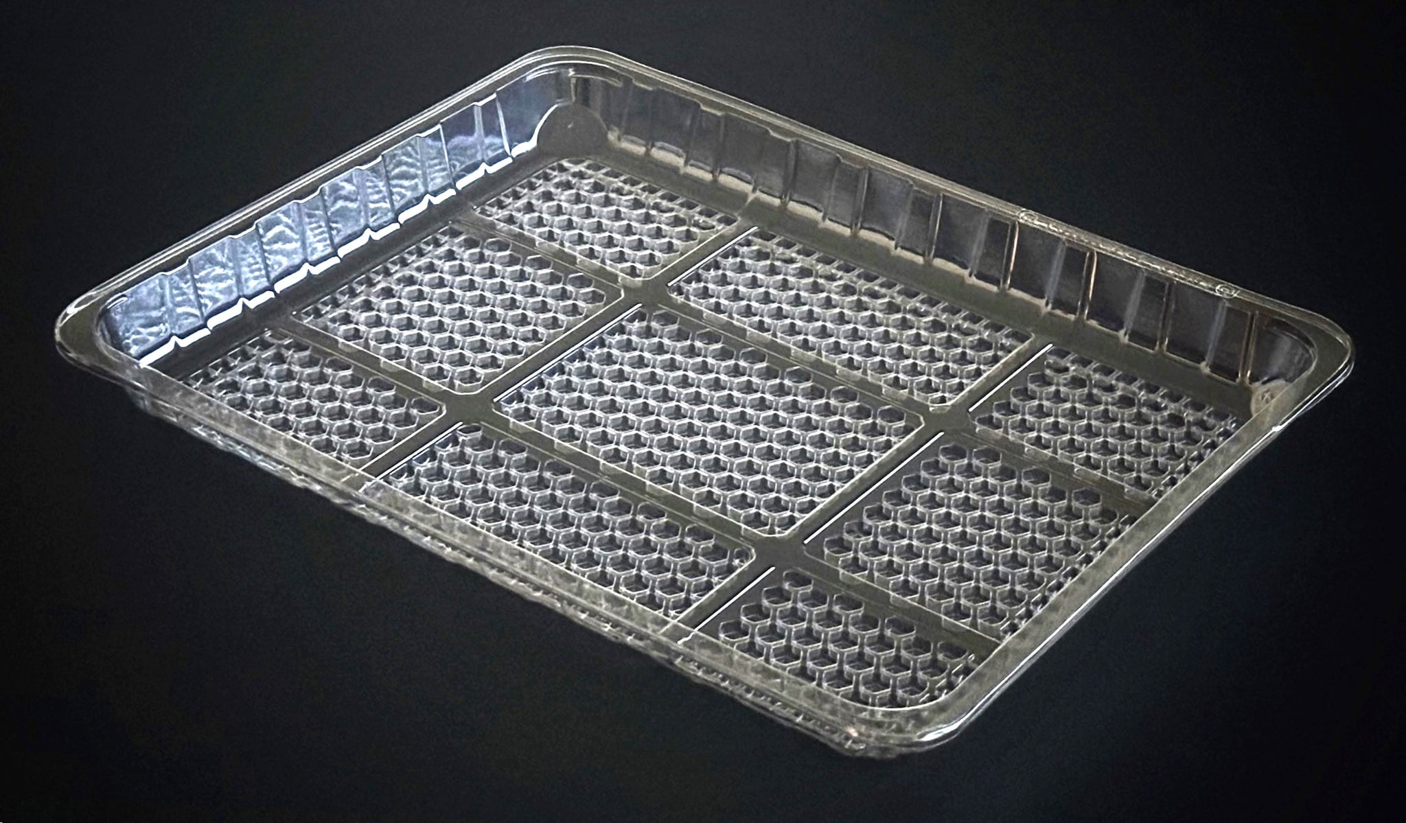 13x10x34 Open Cell Rim Rolled Meat Tray – Clear PET (80% RPET)