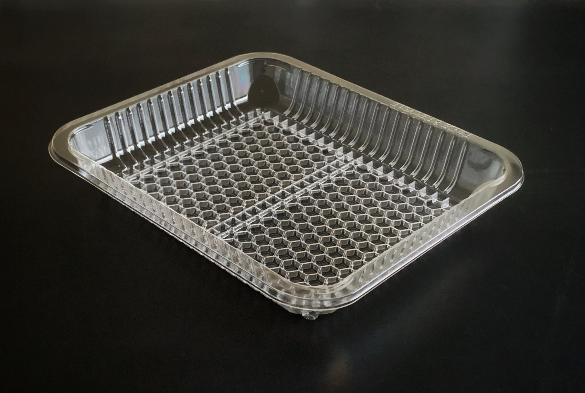 8x7x34 Open Cell Rim Rolled Meat Tray – Clear PET (80% RPET)