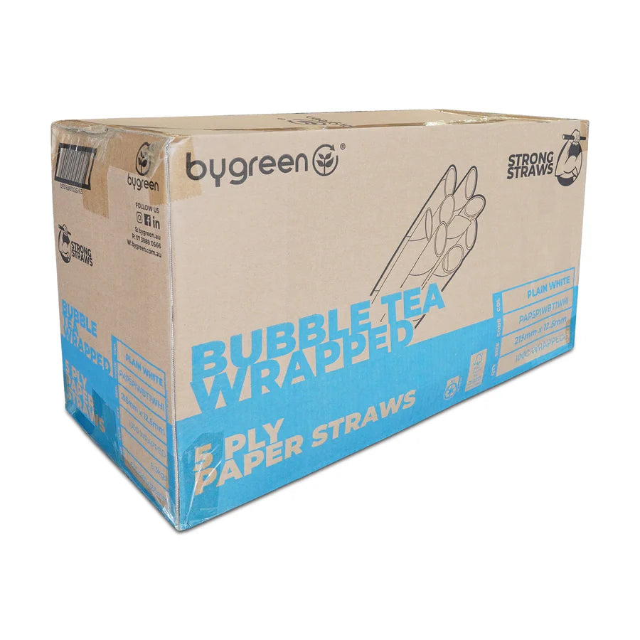 5 PLY BUBBLE TEA PAPER STRAW WRAPPED - WHITE CTN 1000