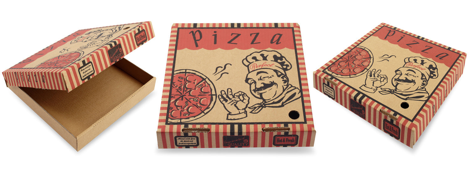 18” XL Brown Printed Pizza Box – Kraft Takeaway Pizza Carton - 50pcs