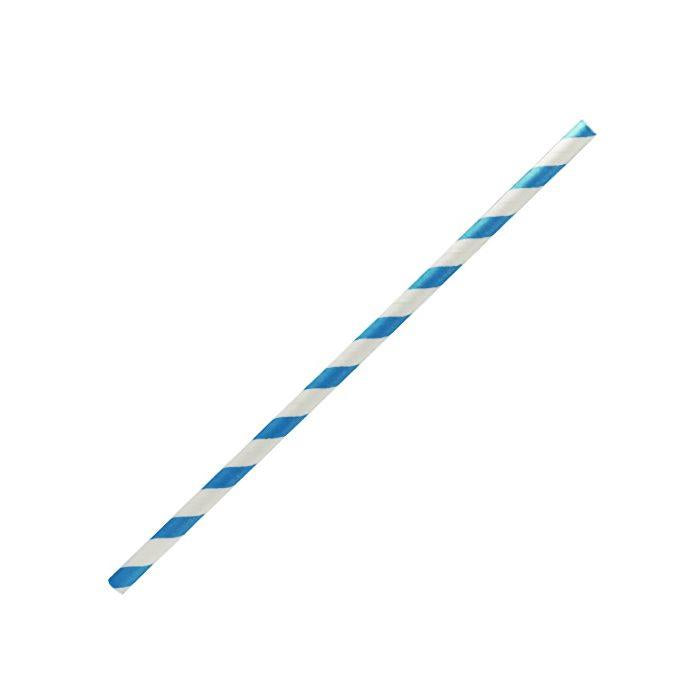 Blue Stripe Cocktail Paper Straws | Eco-Friendly & Compostable | 2500 per Carton