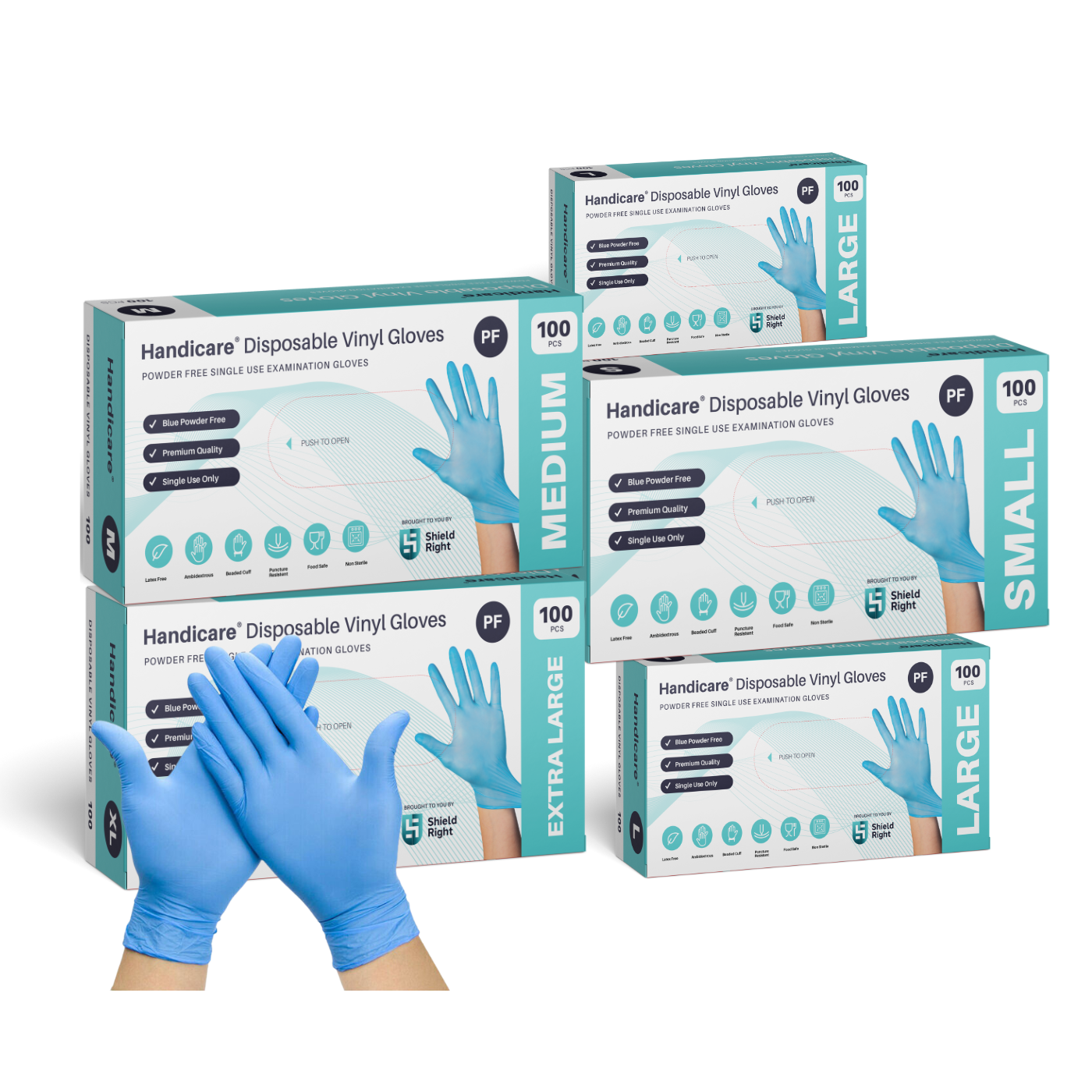 Handicare Blue Vinyl Disposable Powder Free Glove X-Large