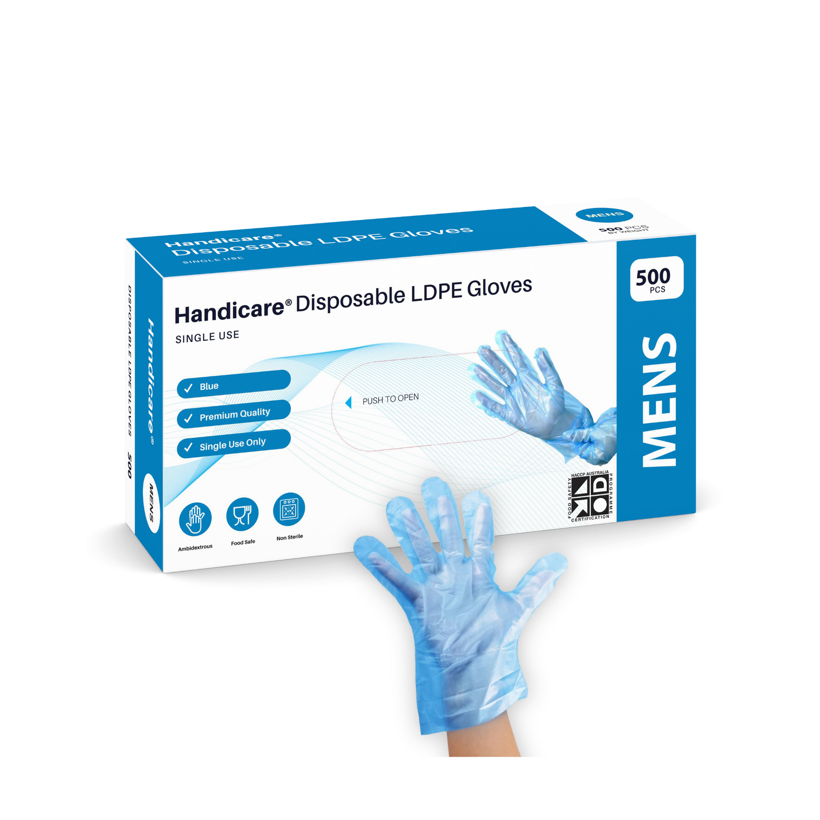 Handcare Blue LDPE Disposable Gloves-Large 500 Pieces