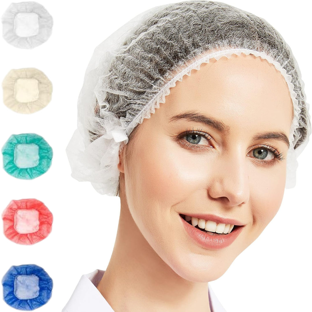 White 21 Inch Disposable Hairnets - 100 Pack