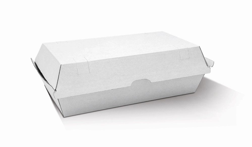 Snack Box Large White Corrugated Plain 200pc/ctn