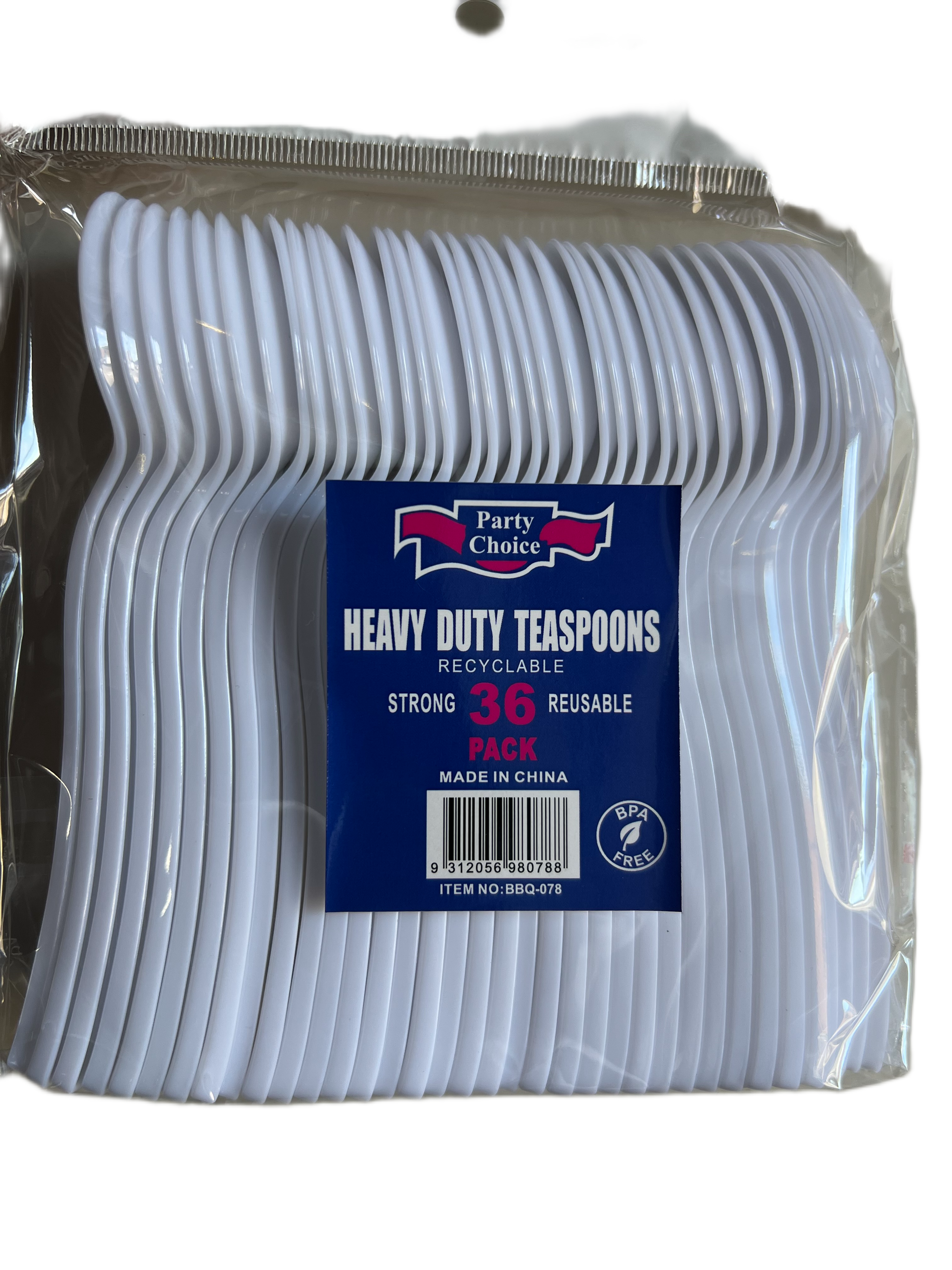 Reusable White Plastic Teaspoons