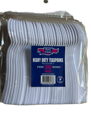 Reusable White Plastic Spoons