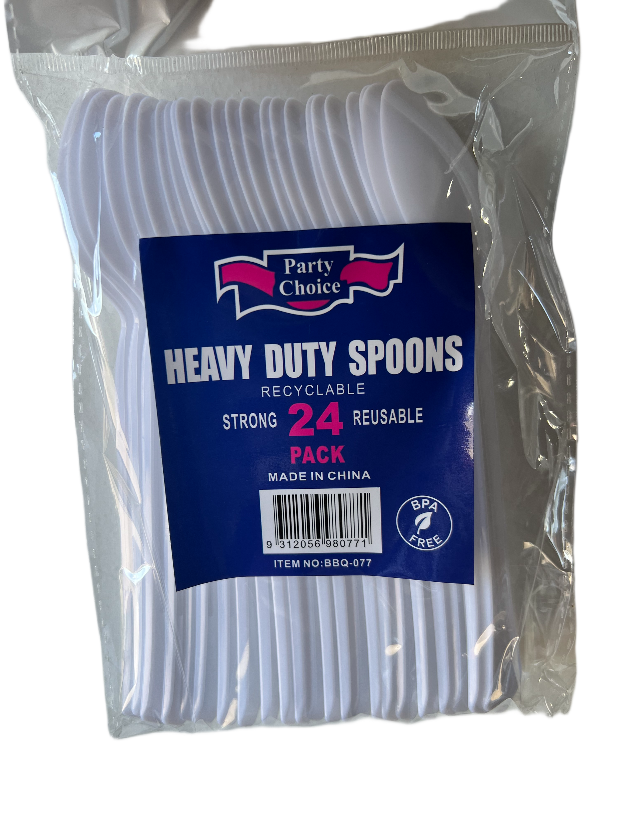 Reusable White Plastic Spoons